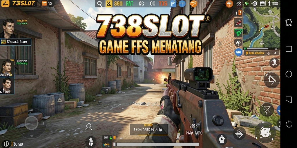Tampilan gameplay intens di 738SLOT dengan aksi tembak-menembak