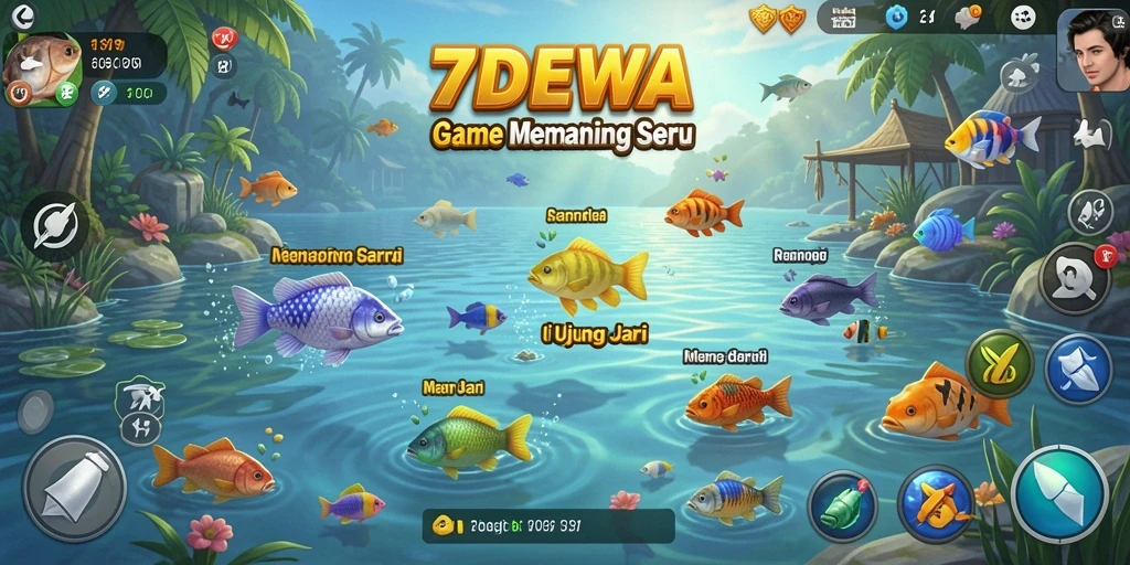 Tampilan gameplay memancing yang seru dan menantang di 7DEWA.