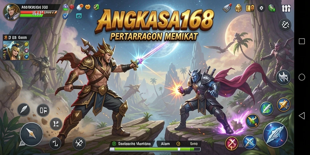 Screenshot gameplay menunjukkan aksi pertarungan yang mendebarkan di ANGKASA168.