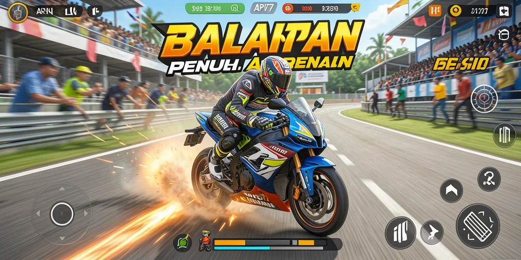 Tampilan gameplay seru dari balapan motor di API77.