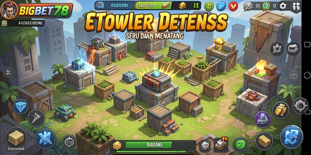 Tangkapan layar gameplay <strong>BIGBET78</strong> menampilkan strategi Tower Defense yang mendebarkan.
