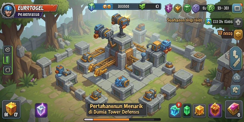 Tangkapan layar gameplay <strong>EUROTOGEL</strong> menunjukkan aksi menegangkan dalam pertahanan menara.