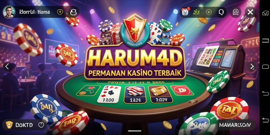 Tampilan utama HARUM4D dengan gameplay Kasino yang menarik.