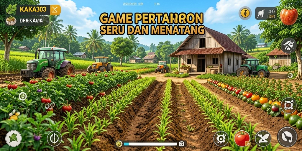 Tampilan gameplay KAKA303 dengan lahan pertanian yang hijau dan subur.