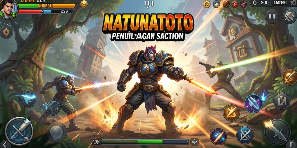 Tampilan gameplay NATUNATOTO yang mendebarkan dan penuh aksi.