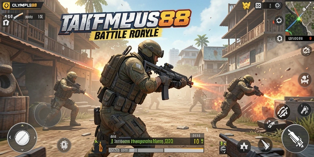 Tampilan seru gameplay OLYMPUS88 dalam pertempuran Battle Royale.