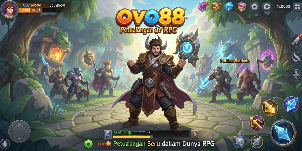 Tampilan gameplay RPG yang epik dan mendebarkan di OVO88.