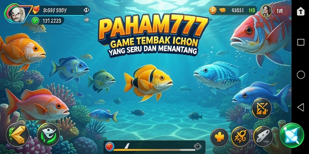 Screenshot gameplay <strong>PAHAM777</strong> menampilkan aksi menembak ikan yang seru.