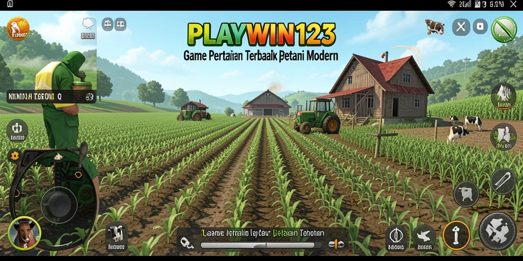 Screenshot gameplay <strong>PLAYWIN123</strong> menampilkan aktivitas bercocok tanam yang seru dan interaktif.