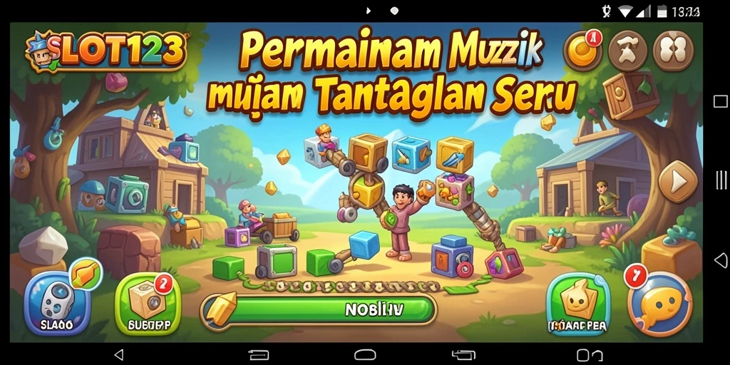 Screenshot menunjukkan gameplay SLOT123 dengan tantangan Puzzle.