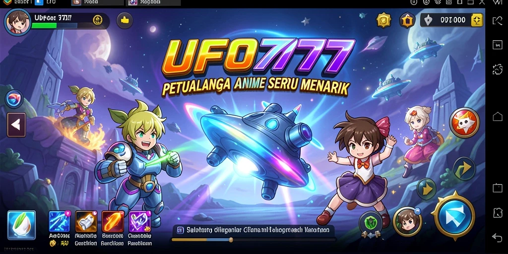 Tampilan gameplay seru dari UFO777 yang menampilkan karakter anime ikonik.