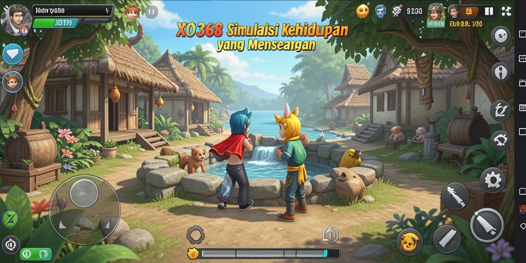 Screenshot utama XO368 menampilkan gameplay yang imersif dan interaksi sosial.